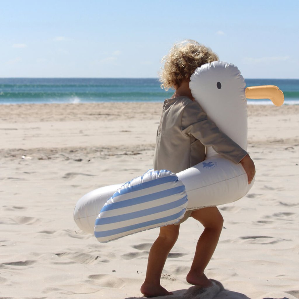 Bambinista - SUNNYLIFE - SUNNYLIFE Kids Tube Pool Ring Sid the Seagull Blue Stripe