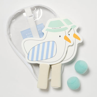 Bambinista - SUNNYLIFE - SUNNYLIFE Kids Velcro Beach Bats Sid the Seagull Blue Stripe