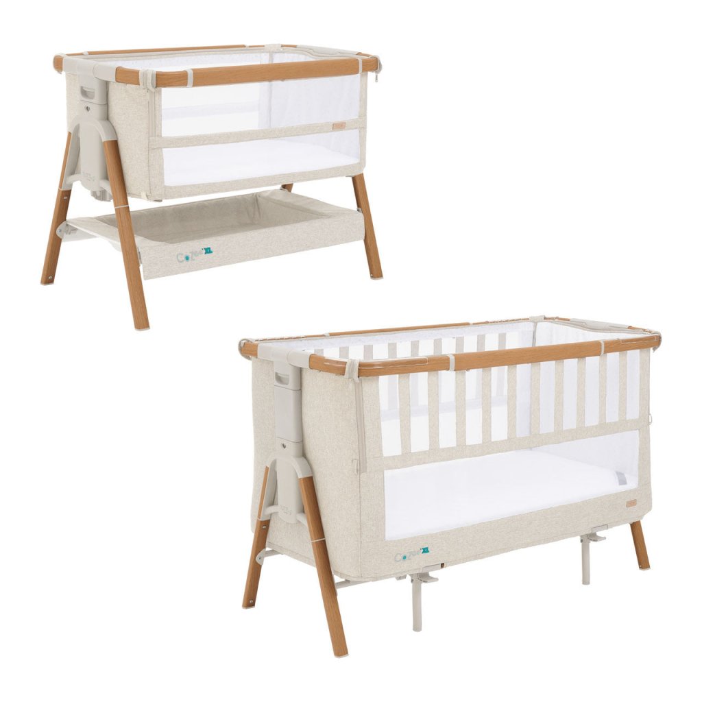 Bambinista - TUTTI BAMBINI - Furniture - TUTTI BAMBINI CoZee XL Bedside Crib & Cot - Scandinavian Walnut/Ecru