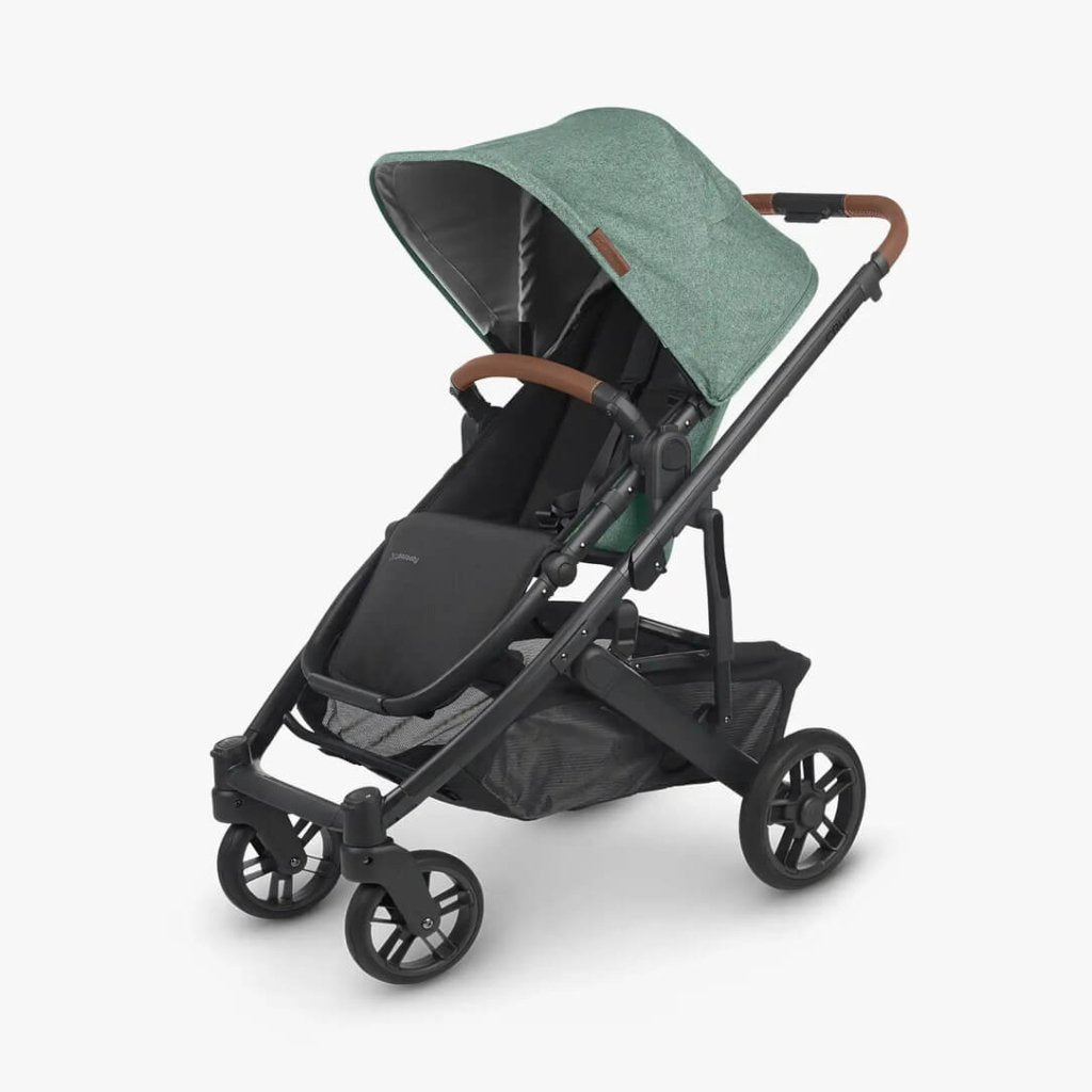Bambinista - UPPABABY - Travel - UPPABABY CRUZ V2 Stroller - Green Mélange | Carbon Frame | Saddle Leather (Gwen)