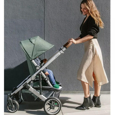 Bambinista - UPPABABY - Travel - UPPABABY CRUZ V2 Stroller - Sage Green Melange | Silver | Saddle Leather (Emmett)