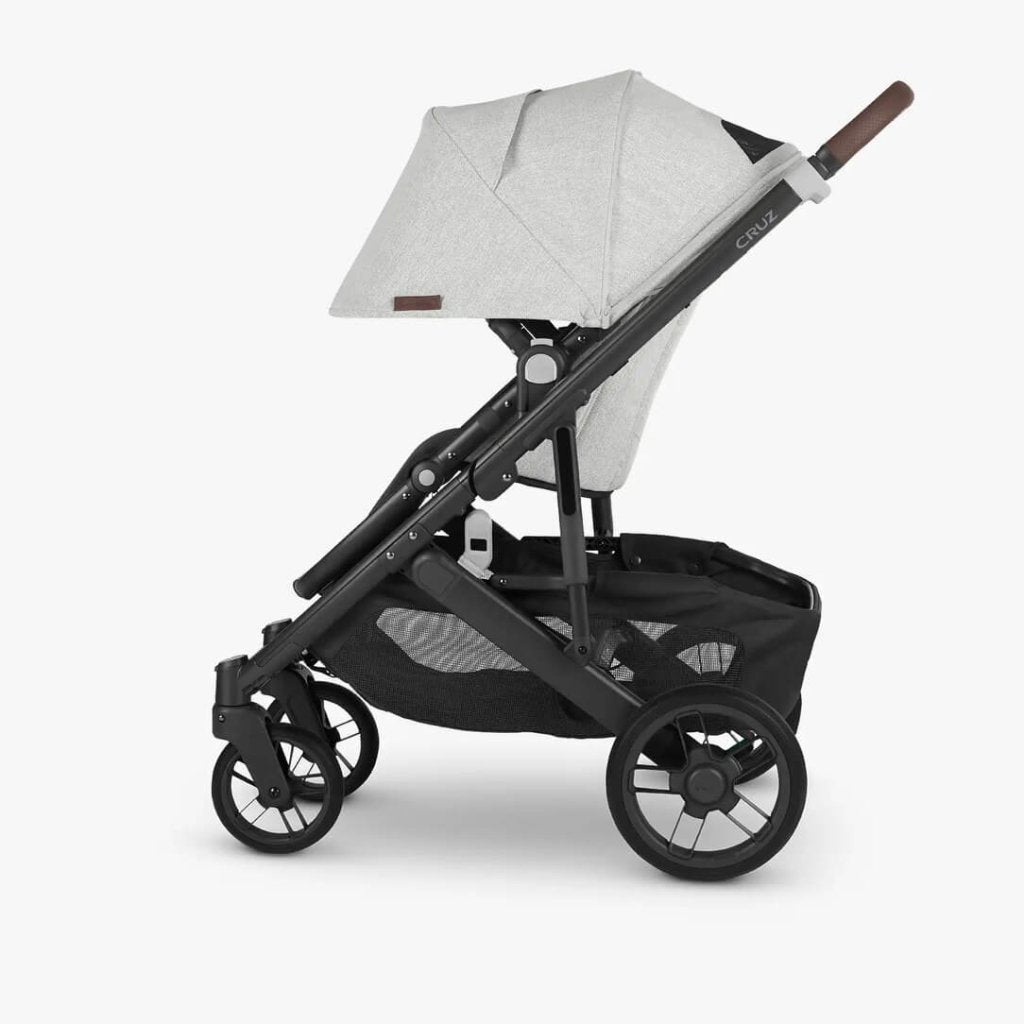 Bambinista - UPPABABY - Travel - UPPABABY CRUZ V2 Stroller - White & Grey Chenille | Carbon Frame | Chestnut Leather (Anthony)