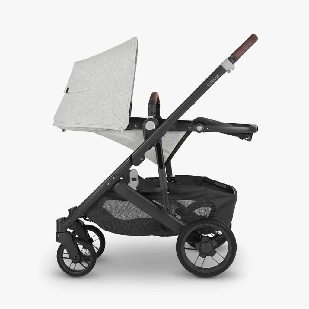 Bambinista - UPPABABY - Travel - UPPABABY CRUZ V2 Stroller - White & Grey Chenille | Carbon Frame | Chestnut Leather (Anthony)