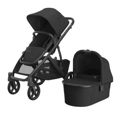 Bambinista - UPPABABY - Travel - UPPABABY VISTA V3 Pushchair with Bassinet - Charcoal | Carbon Frame | Black Leather (Jake)