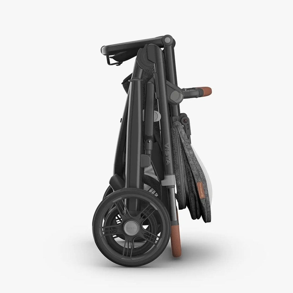 Bambinista - UPPABABY - Travel - UPPABABY VISTA V3 Pushchair with Bassinet - Charcoal Mélange | Carbon Frame | Saddle Leather (GREYSON)
