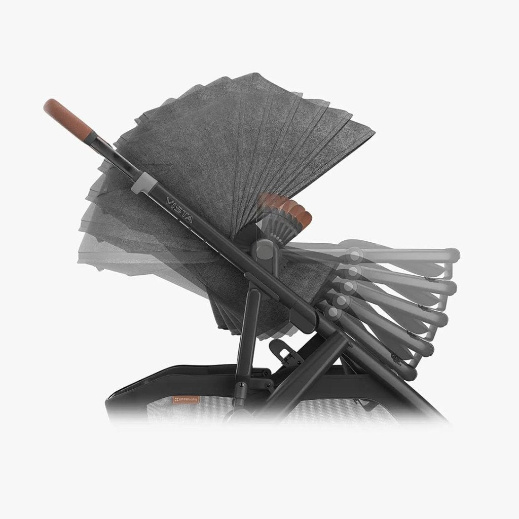 Bambinista - UPPABABY - Travel - UPPABABY VISTA V3 Pushchair with Bassinet - Charcoal Mélange | Carbon Frame | Saddle Leather (GREYSON)