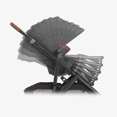 Bambinista - UPPABABY - Travel - UPPABABY VISTA V3 Pushchair with Bassinet - Charcoal Mélange | Carbon Frame | Saddle Leather (GREYSON)