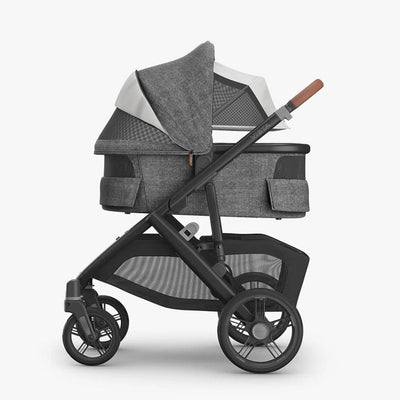 Bambinista - UPPABABY - Travel - UPPABABY VISTA V3 Pushchair with Bassinet - Charcoal Mélange | Carbon Frame | Saddle Leather (GREYSON)