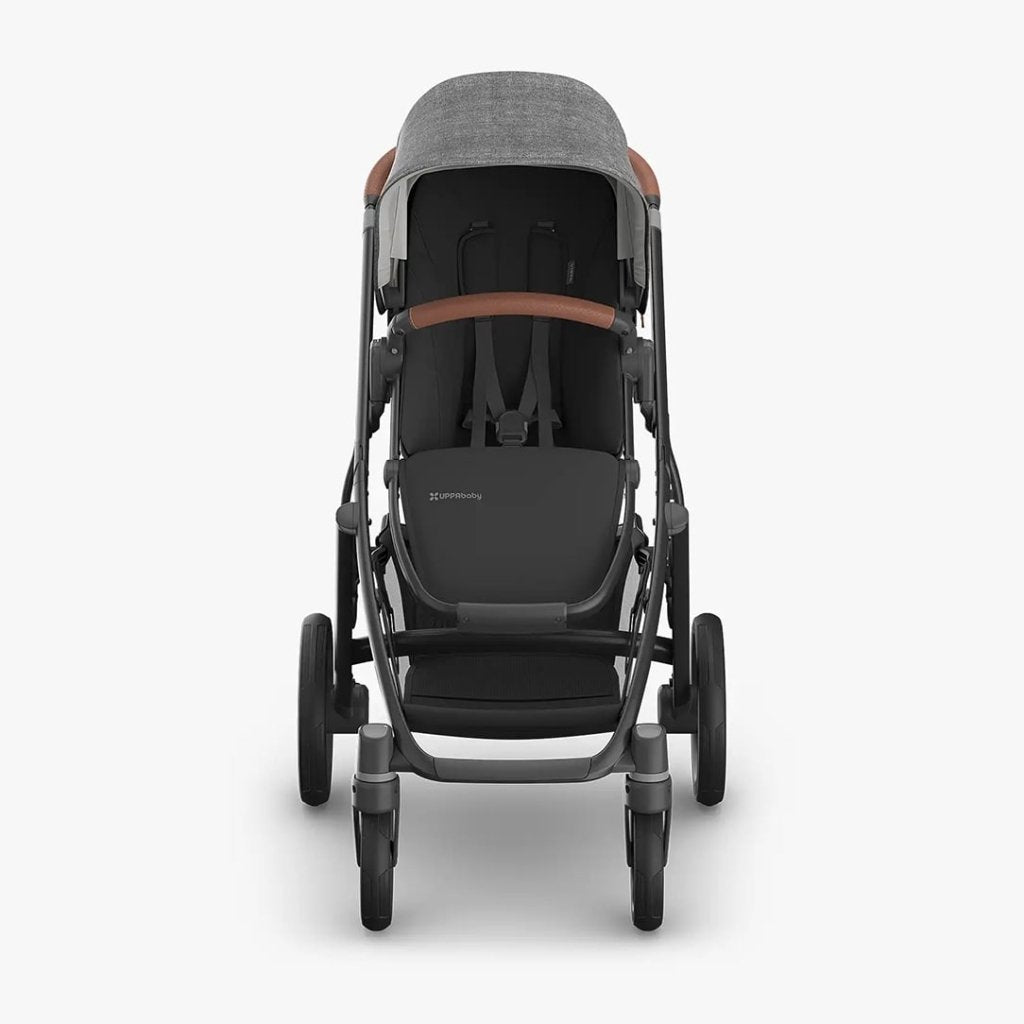 Bambinista - UPPABABY - Travel - UPPABABY VISTA V3 Pushchair with Bassinet - Charcoal Mélange | Carbon Frame | Saddle Leather (GREYSON)