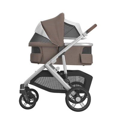 Bambinista - UPPABABY - Travel - UPPABABY VISTA V3 Pushchair with Bassinet - Dark Taupe | Silver Frame | Chestnut Leather (Theo)