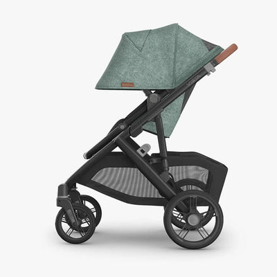Bambinista - UPPABABY - Travel - UPPABABY VISTA V3 Pushchair with Bassinet - Green Mélange | Carbon Frame | Saddle Leather (GWEN)
