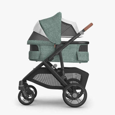 Bambinista - UPPABABY - Travel - UPPABABY VISTA V3 Pushchair with Bassinet - Green Mélange | Carbon Frame | Saddle Leather (GWEN)