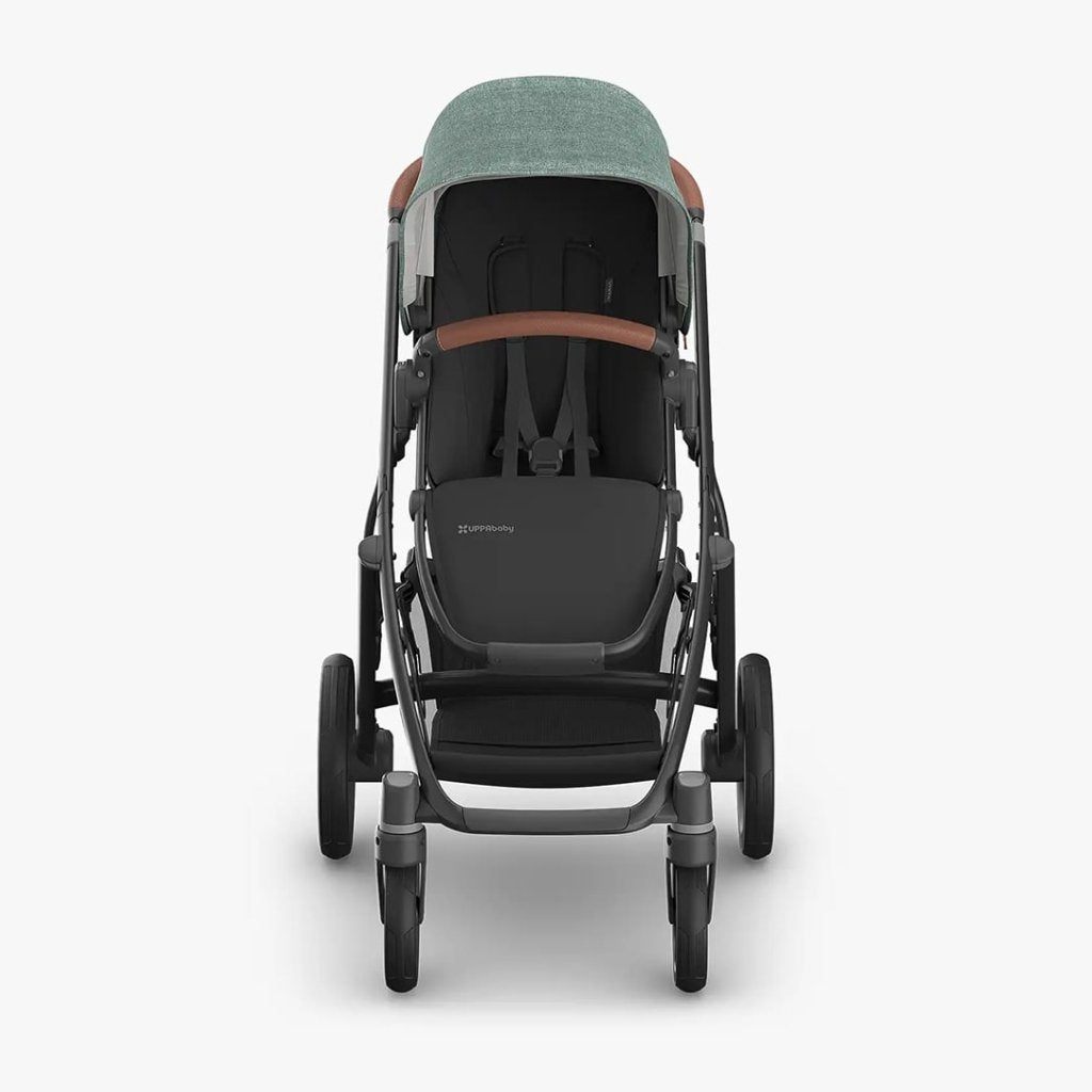 Bambinista - UPPABABY - Travel - UPPABABY VISTA V3 Pushchair with Bassinet - Green Mélange | Carbon Frame | Saddle Leather (GWEN)