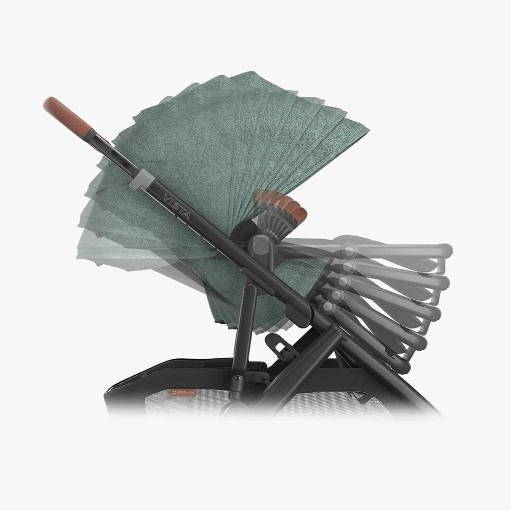 Bambinista - UPPABABY - Travel - UPPABABY VISTA V3 Pushchair with Bassinet - Green Mélange | Carbon Frame | Saddle Leather (GWEN)