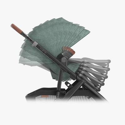 Bambinista - UPPABABY - Travel - UPPABABY VISTA V3 Pushchair with Bassinet - Green Mélange | Carbon Frame | Saddle Leather (GWEN)