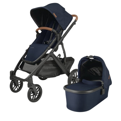Bambinista - UPPABABY - Travel - UPPABABY VISTA V3 Pushchair with Bassinet - Navy/Carbon/Saddle Leather (Noa)