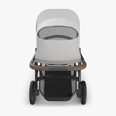 Bambinista - UPPABABY - Travel - UPPABABY VISTA V3 Pushchair with Bassinet - Pearl Gray Jacquard | Carbon Frame | Chestnut Leather (Savannah)