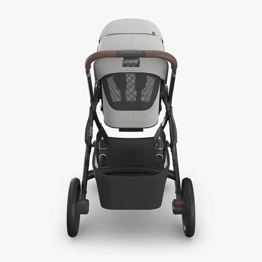 Bambinista - UPPABABY - Travel - UPPABABY VISTA V3 Pushchair with Bassinet - Pearl Gray Jacquard | Carbon Frame | Chestnut Leather (Savannah)