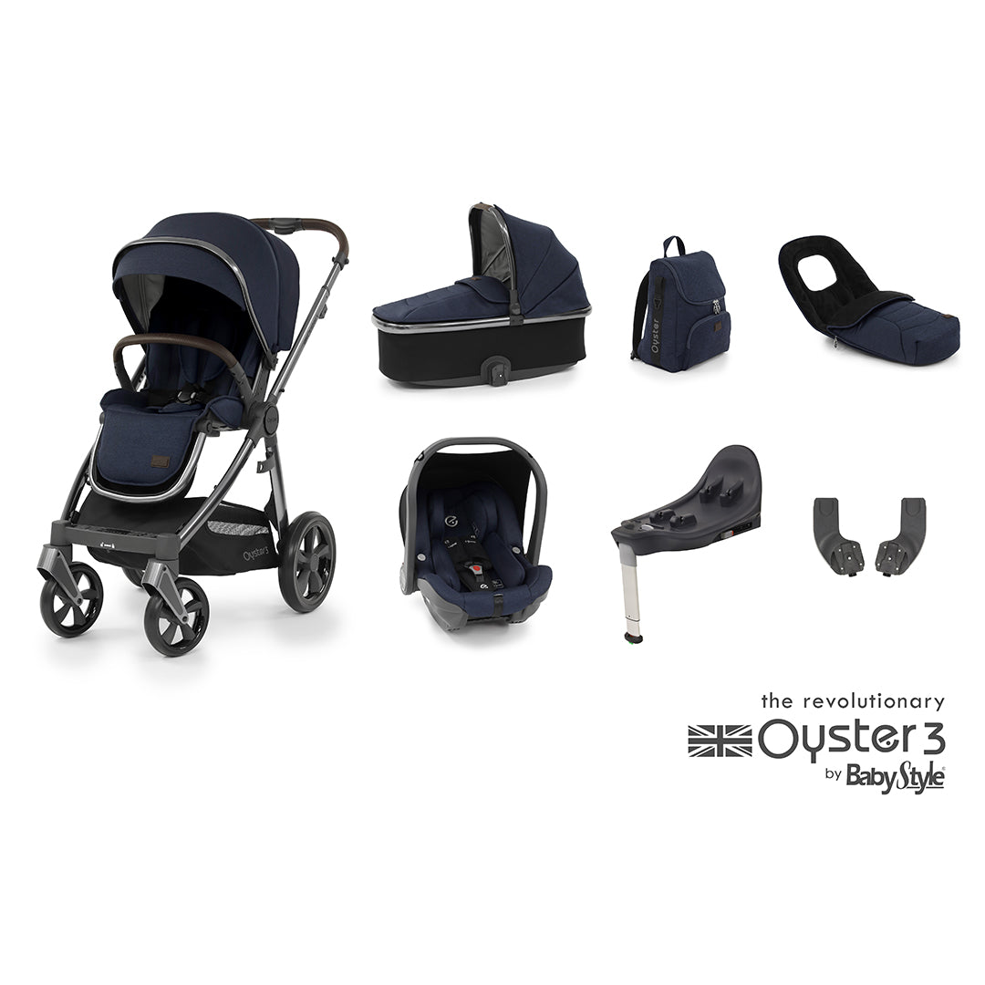 OYSTER 3 Travel System (7 Piece) Luxury Bundle with Capsule Infant Car Seat (i-Size) - Twilight