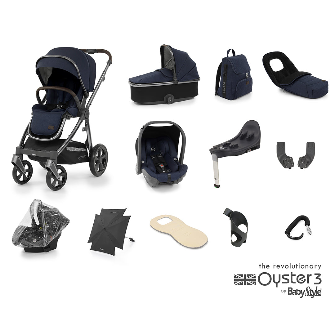 OYSTER 3 Travel System (12 Piece) Ultimate Bundle with Capsule Infant Car Seat (i-Size) - Twilight