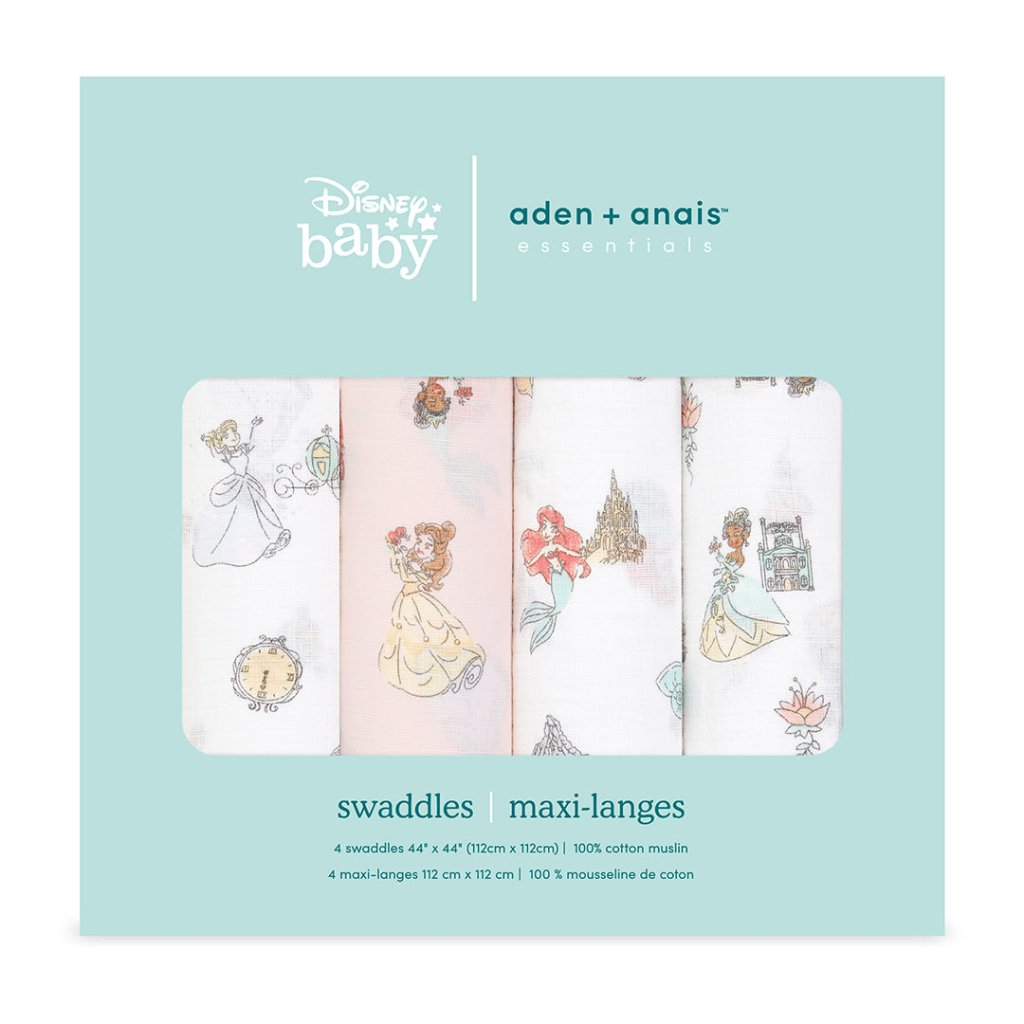 ADEN + ANAIS Essentials 4pack Swaddles Disney Baby Princesses
