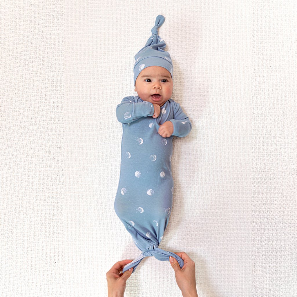 Bambinista-ADEN + ANAIS-Gifts-ADEN + ANAIS Blue Moon Comfort Knit Newborn Gift Set Knotted Gown + Infant Hat