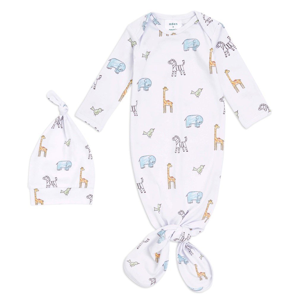 Bambinista-ADEN + ANAIS-Gifts-ADEN + ANAIS Comfort Knit™ Newborn Gift Set Knotted Gown + Infant Hat Jungle Jam