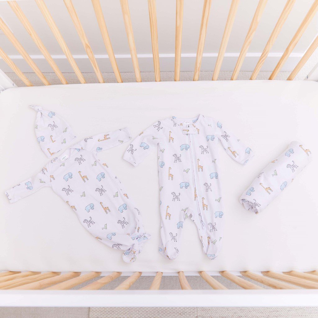 Bambinista-ADEN + ANAIS-Gifts-ADEN + ANAIS Comfort Knit™ Newborn Gift Set Knotted Gown + Infant Hat Jungle Jam