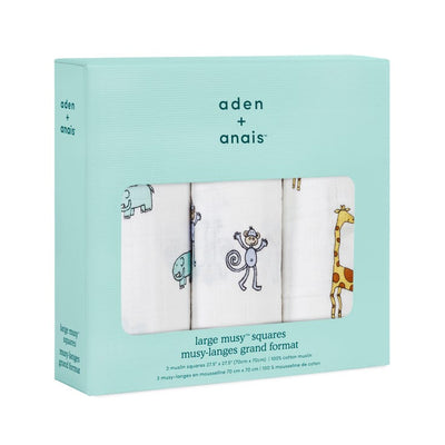 Bambinista-ADEN + ANAIS-Blankets-ADEN + ANAIS Cotton Muslin Squares 3 pack - Jungle Jam