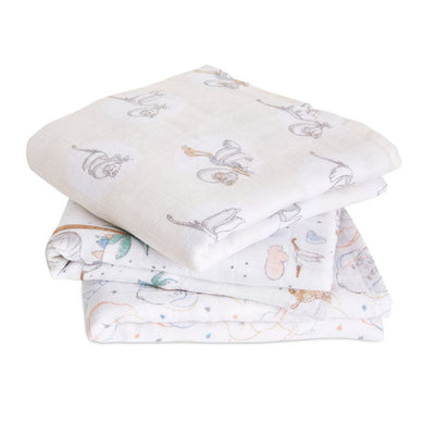 Bambinista-ADEN + ANAIS-Blankets-ADEN + ANAIS Cotton Muslin Squares 3 Pack - My Darling Dumbo