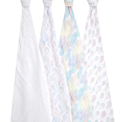 Bambinista-ADEN + ANAIS-Blankets-ADEN + ANAIS Cotton Muslin Swaddles 4 pack - Above the Clouds