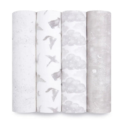 Bambinista-ADEN + ANAIS-Blankets-ADEN + ANAIS Cotton Muslin Swaddles 4 pack - Map the Stars