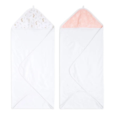 Bambinista-ADEN + ANAIS-Towels-ADEN + ANAIS Essentials Cotton Muslin Hooded Towels 2 Pack - Blushing Bunnies