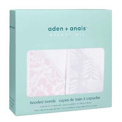 Bambinista-ADEN + ANAIS-Towels-ADEN + ANAIS Essentials Cotton Muslin Hooded Towels 2 Pack - Damsel