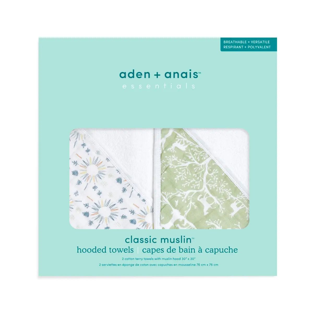 Bambinista-ADEN + ANAIS-Towels-ADEN + ANAIS Essentials Cotton Muslin Hooded Towels 2 Pack - Harmony