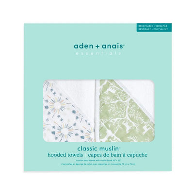 Bambinista-ADEN + ANAIS-Towels-ADEN + ANAIS Essentials Cotton Muslin Hooded Towels 2 Pack - Harmony