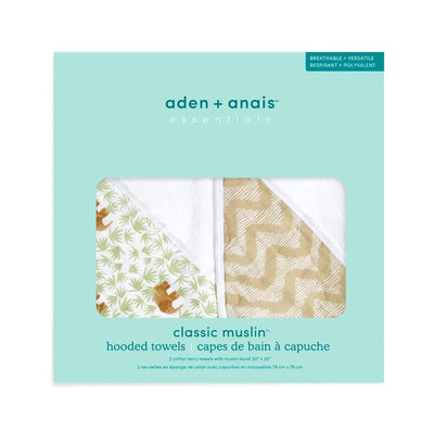 Bambinista-ADEN + ANAIS-Towels-ADEN + ANAIS Essentials Cotton Muslin Hooded Towels 2 Pack - Tanzania