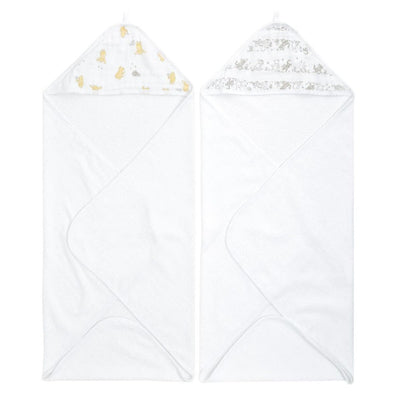 Bambinista-ADEN + ANAIS-Towels-ADEN + ANAIS Essentials Cotton Muslin Hooded Towels 2 Pack - Winnie + Friends