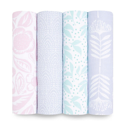 Bambinista-ADEN + ANAIS-Blankets-ADEN + ANAIS Essentials Cotton Muslin Swaddles - Damsel 4-pack