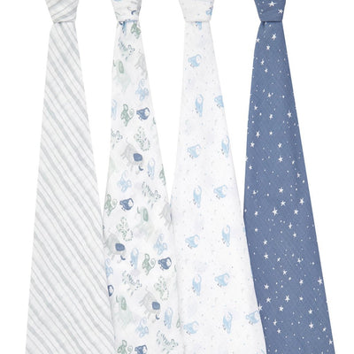 Bambinista-ADEN + ANAIS-Blankets-ADEN + ANAIS Essentials Cotton Muslin Swaddles - Time To Dream 4-pack