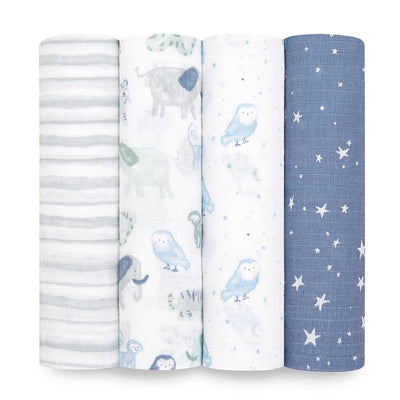 Bambinista-ADEN + ANAIS-Blankets-ADEN + ANAIS Essentials Cotton Muslin Swaddles - Time To Dream 4-pack