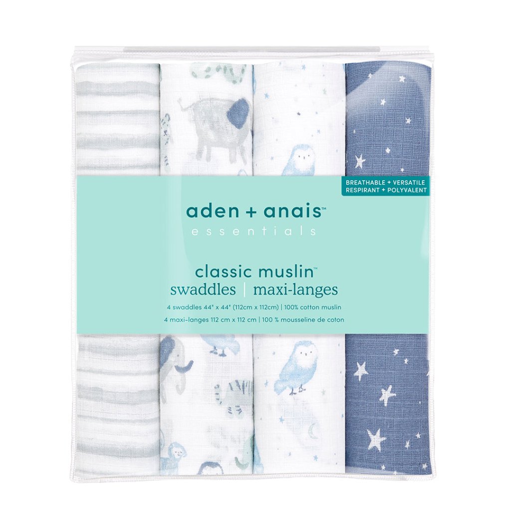 Bambinista-ADEN + ANAIS-Blankets-ADEN + ANAIS Essentials Cotton Muslin Swaddles - Time To Dream 4-pack