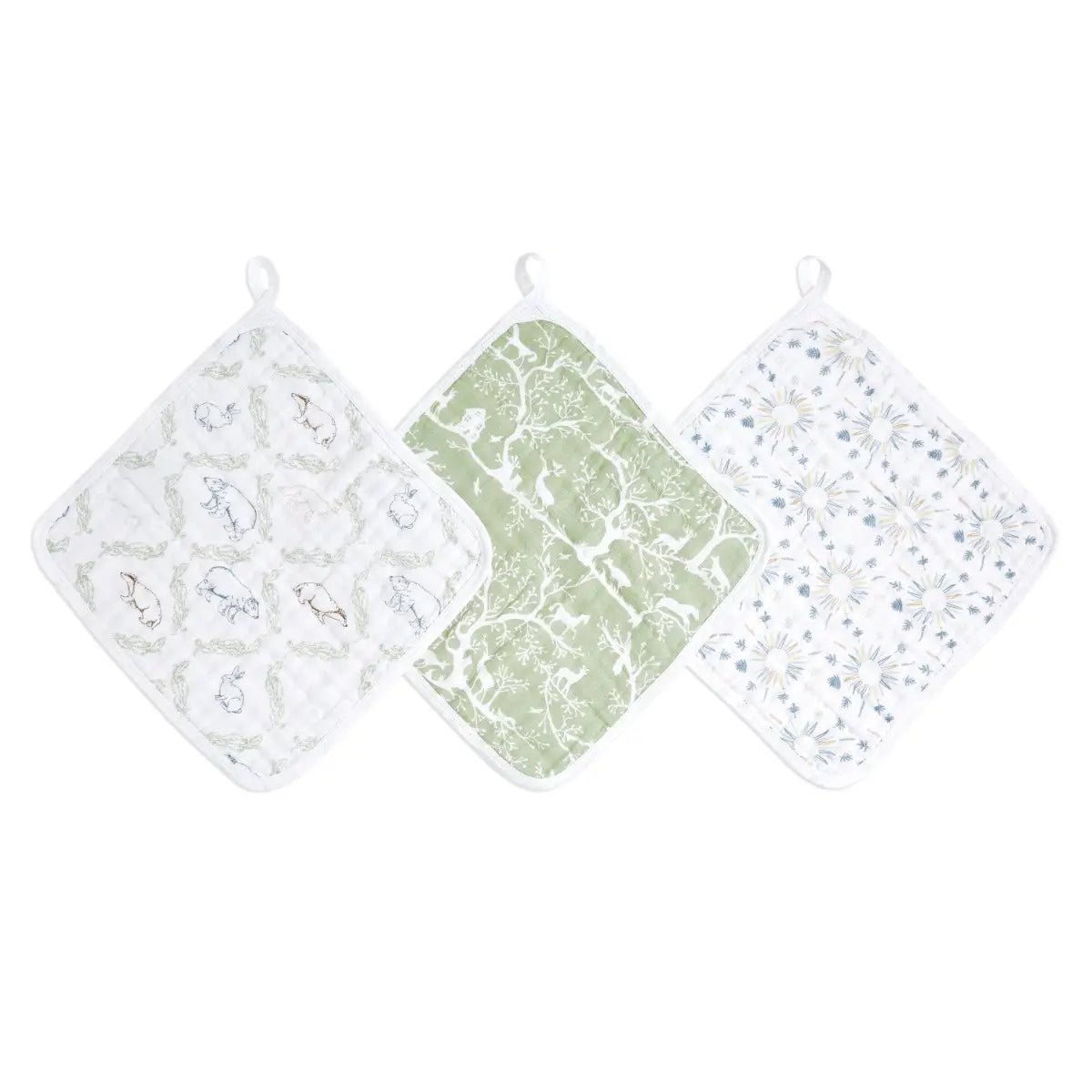 Bambinista-ADEN + ANAIS-Towels-ADEN + ANAIS Essentials Cotton Muslin Washcloths 3 Pack - Harmony