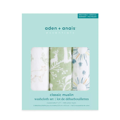 Bambinista-ADEN + ANAIS-Towels-ADEN + ANAIS Essentials Cotton Muslin Washcloths 3 Pack - Harmony