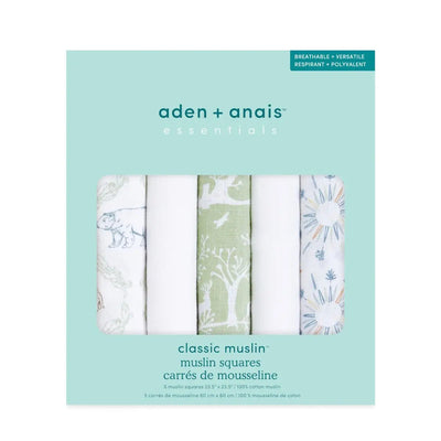 Bambinista-ADEN + ANAIS-Blankets-ADEN + ANAIS Essentials Muslin Squares - Harmony 5-pack