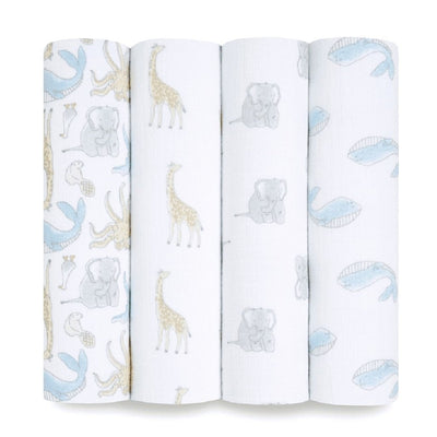 Bambinista-ADEN + ANAIS-Blankets-ADEN + ANAIS Essentials Natural History Baby Swaddles 4-pack