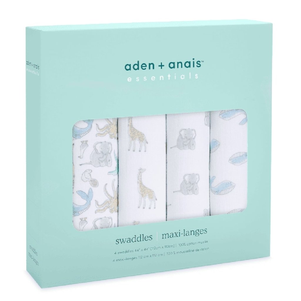 Bambinista-ADEN + ANAIS-Blankets-ADEN + ANAIS Essentials Natural History Baby Swaddles 4-pack