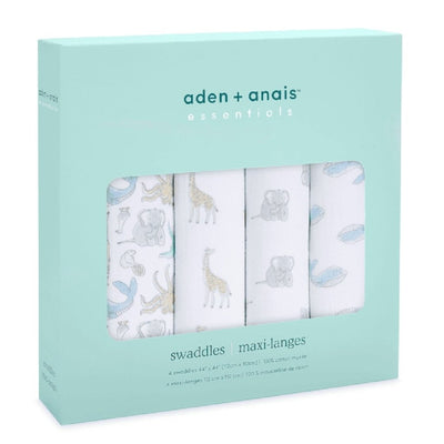 Bambinista-ADEN + ANAIS-Blankets-ADEN + ANAIS Essentials Natural History Baby Swaddles 4-pack