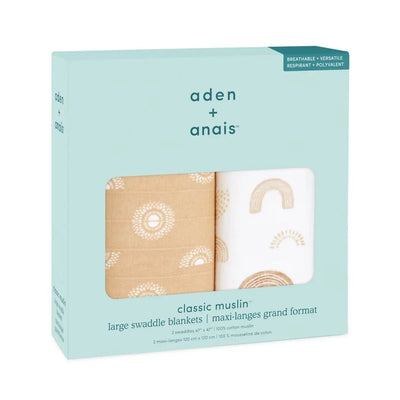 Bambinista-ADEN + ANAIS-Blankets-ADEN + ANAIS Large Swaddles 2 Pack Cotton Keep Rising