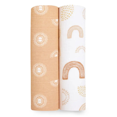 Bambinista-ADEN + ANAIS-Blankets-ADEN + ANAIS Large Swaddles 2 Pack Cotton Keep Rising